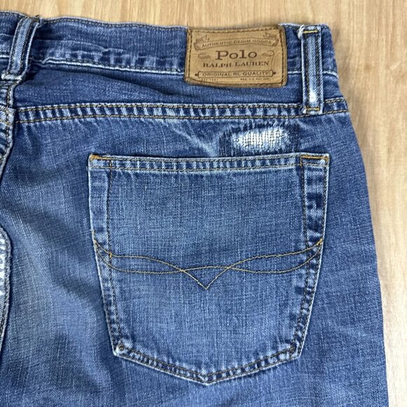 Polo Ralph Lauren Sullivan Slim Straight Jeans Mens 34x30 Blue Factory Distress - Picture 7 of 7